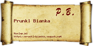 Prunkl Bianka névjegykártya